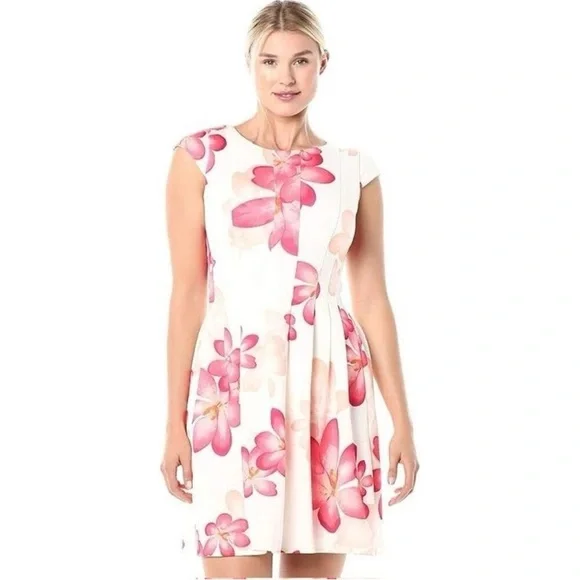 Nwt plus size Calvin Klein White Floral Midi Dress size 22w T23 - Picture 2 of 4